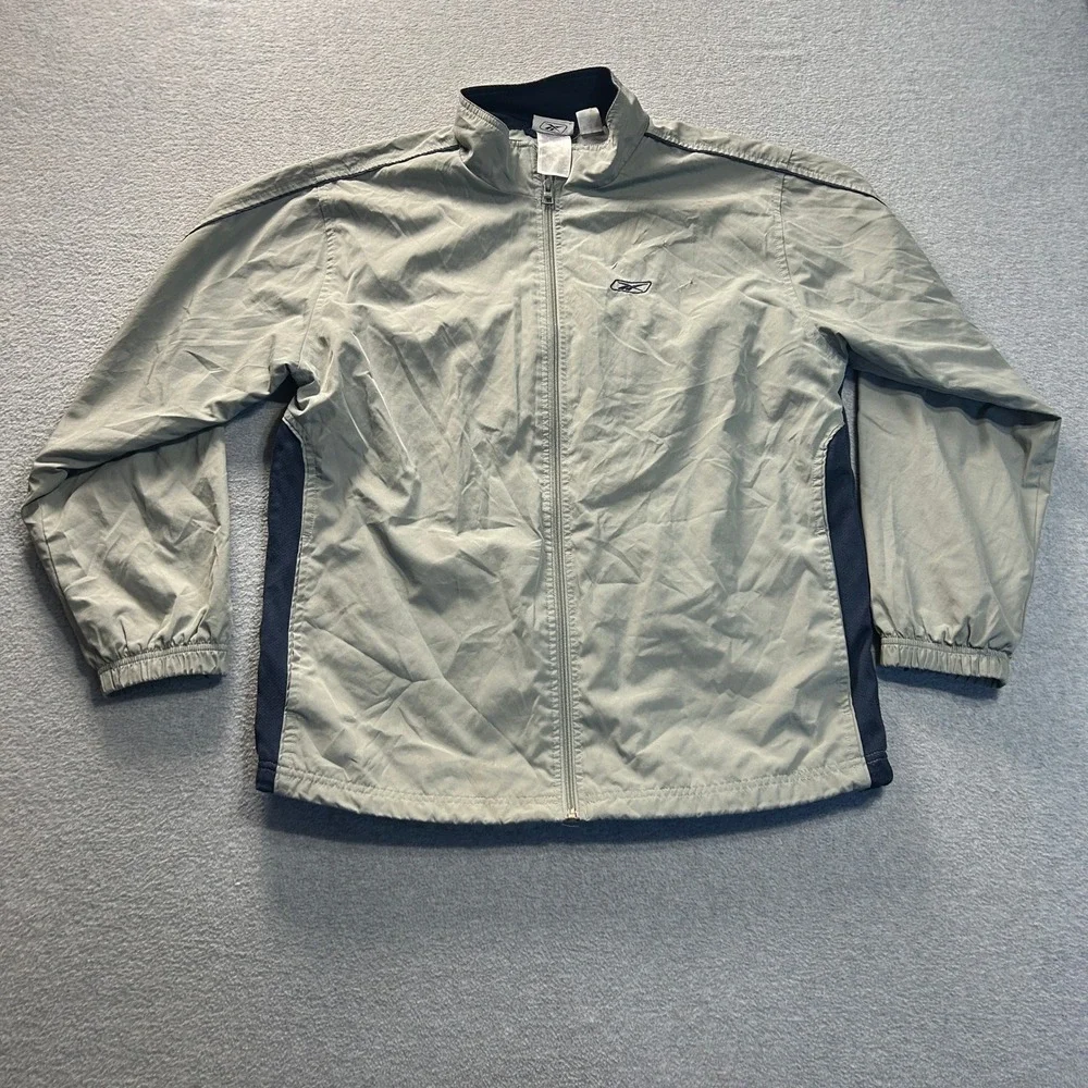 Reebok Windbreaker Jacket Womens Small Gray Full Zip Lightweight Athletic Travel